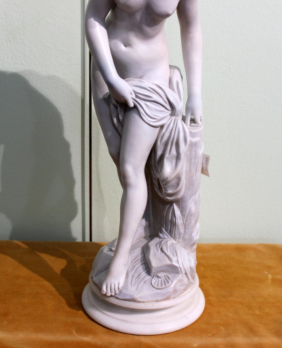 Alabaster Statue Of A Venus From France, Height 64 Cm Around 1930-photo-4