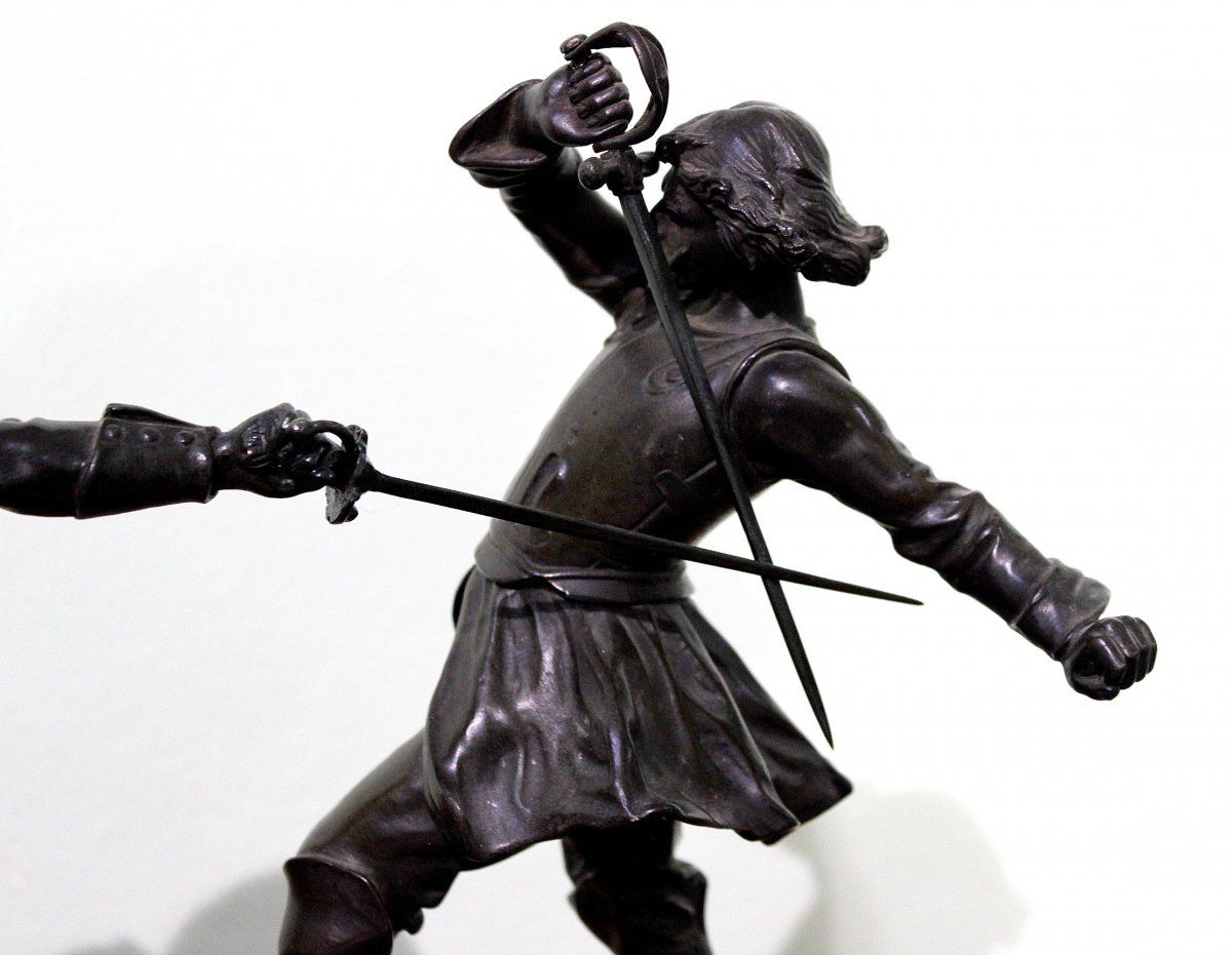 Edouard Drouot (1859-1945) French Sculptor Bronze Statue Of The Musketeers-photo-3