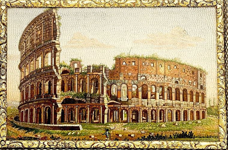 The  Micromosaic Snuffbox 'the Colosseum' By Domenico Moglia (1780-1862) Gilded Silverr And 18k Gold.-photo-2