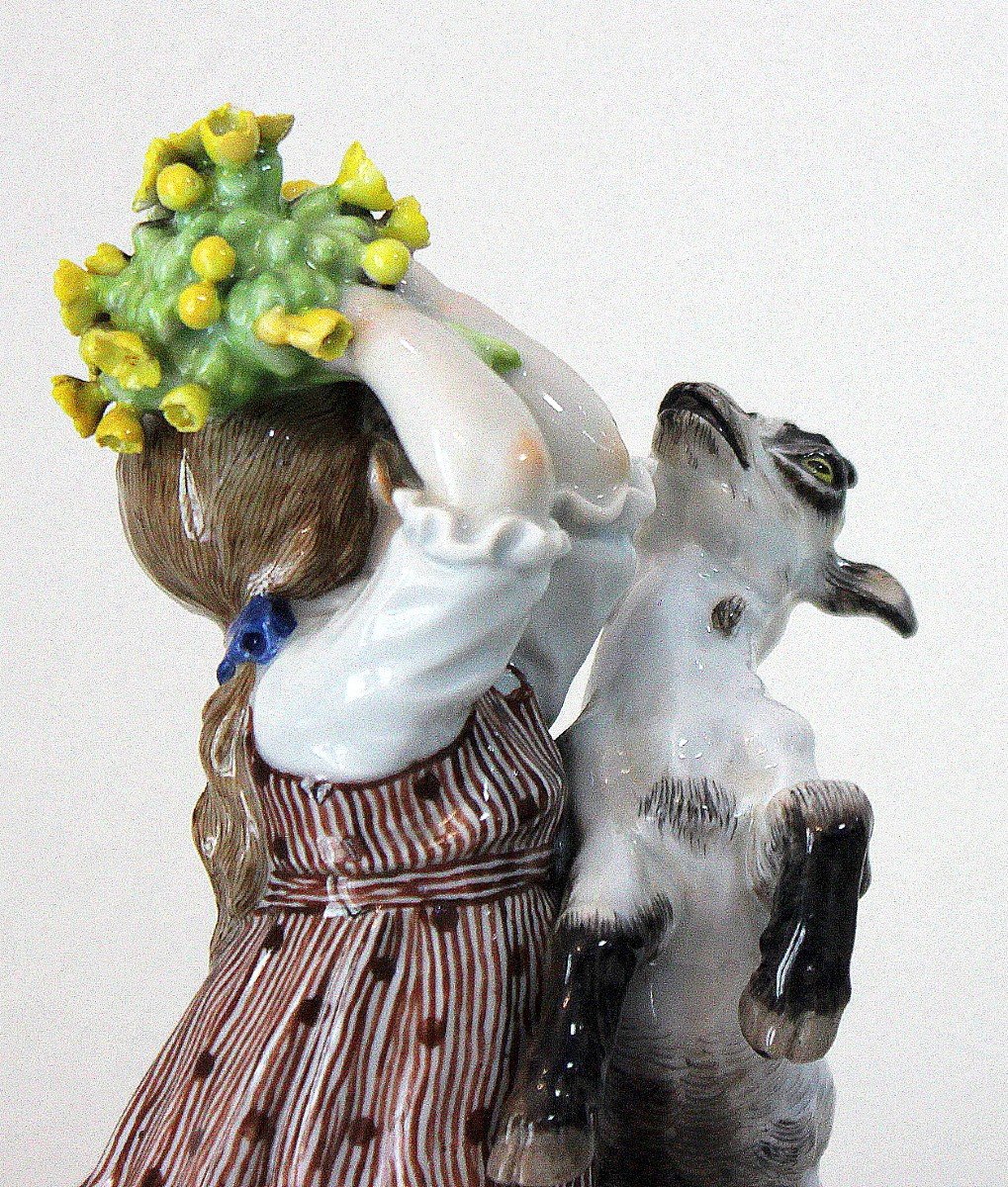 Porcelaine De Meissen  Figure Art Nouveau d'Une Jeune Fille Et D´une Chèvre-photo-4