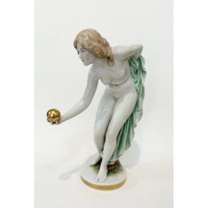 Sitzendorf Porcelain - Young Girl With The Golden Ball