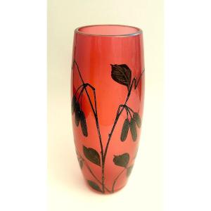 Vase Art Nouveau En Verre Feuilleté