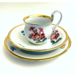 Meissen Porcelain Cup With Saucer And Dessert Plate In Empire Style