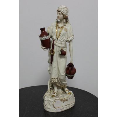 Grande Sculpture En Porcelaine Royal Dux Eichler De Fille Arabe Hauteur 65cm