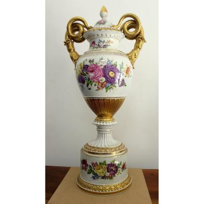 Potschappel Dresden Imposing Porcelain Vase Height 93 Cm Germany