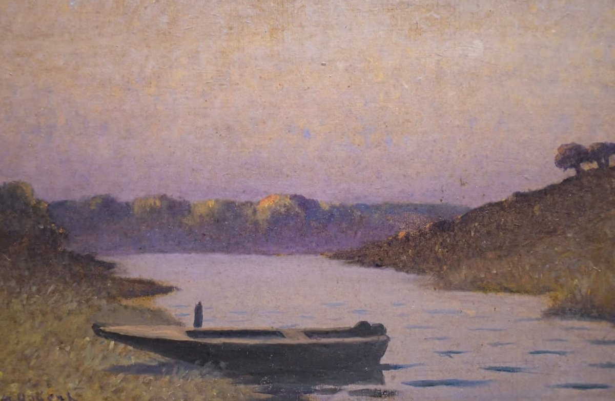 Alphonse Osbert (1857-1939), Le Soir Sur l'Allier-photo-3