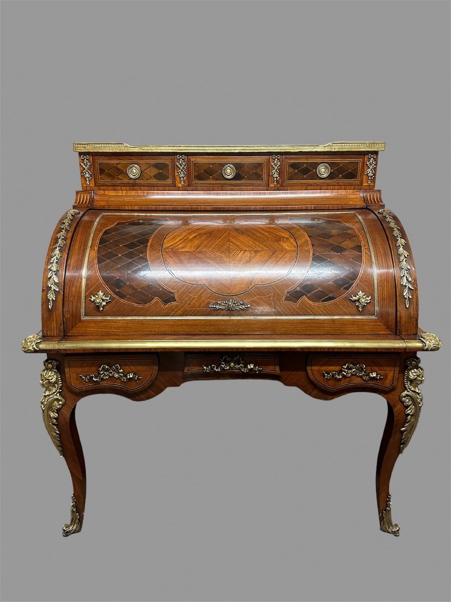 Cilinder Desk Style Louis XVI