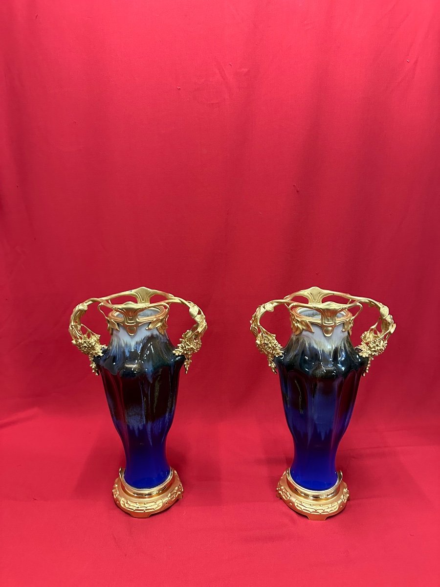 Pair Of Ceramic Vases By Alphonse Lamarre-photo-1