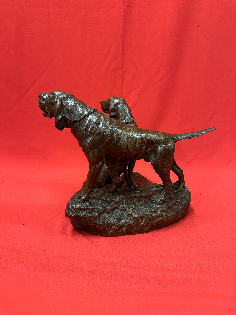 Paire De Chien De Chasse Par Leon Bureau-photo-4