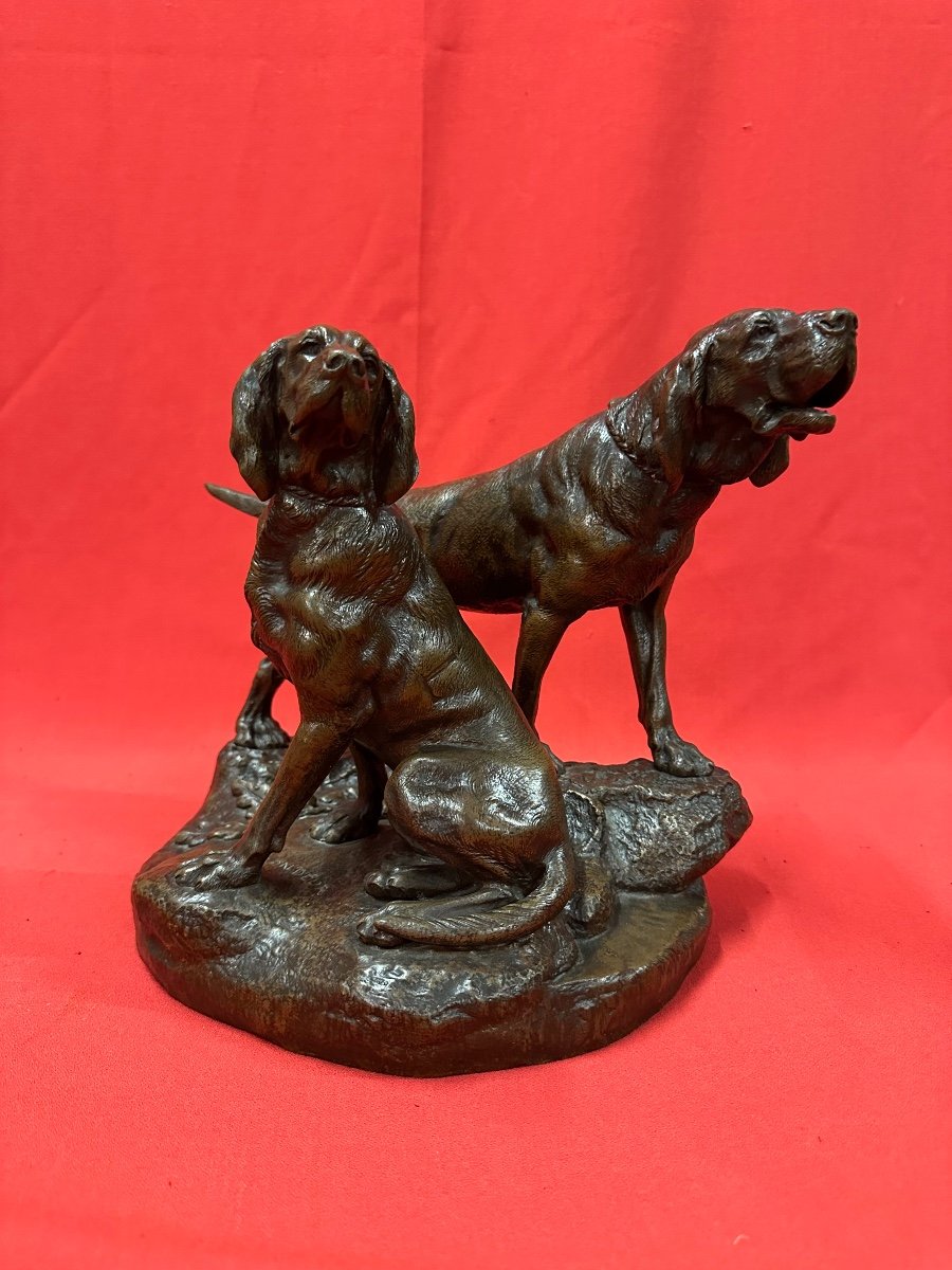 Paire De Chien De Chasse Par Leon Bureau