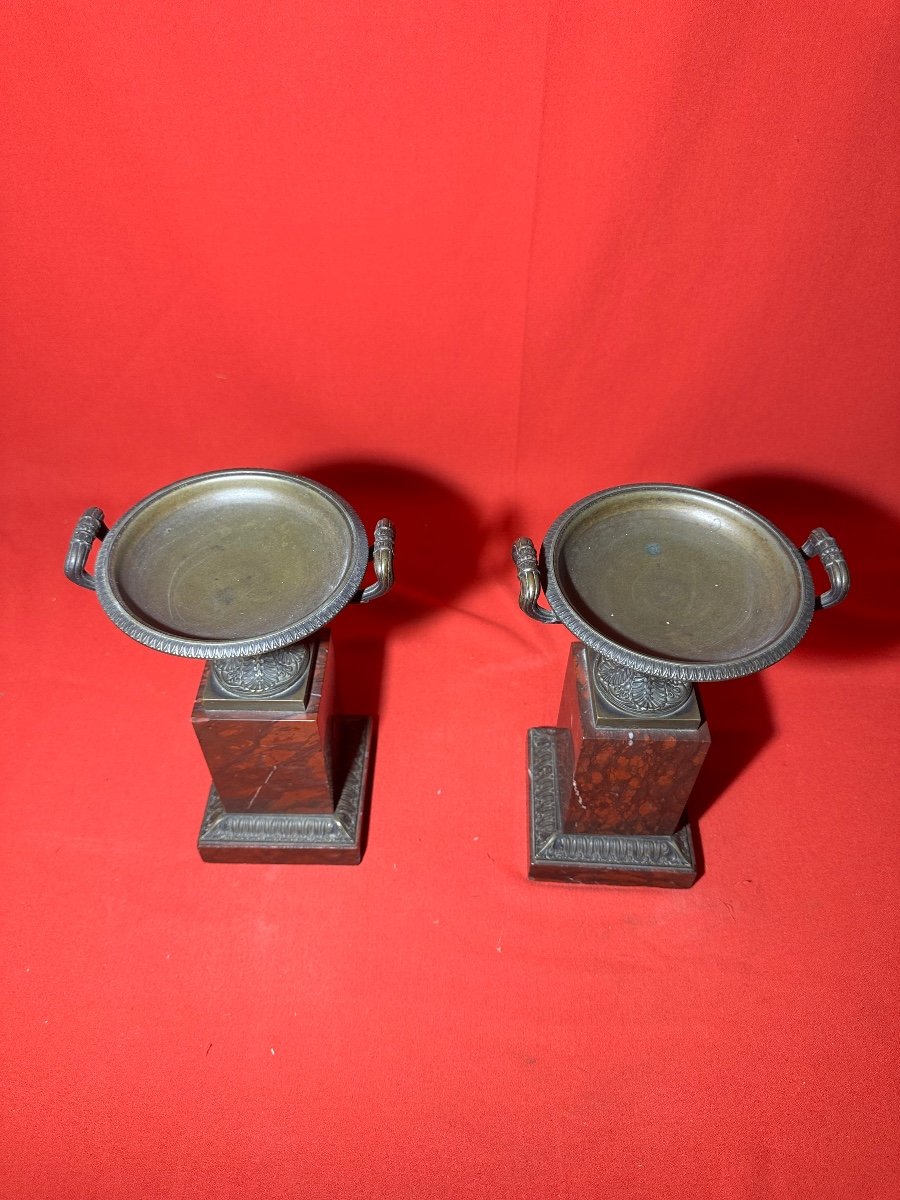 Pair Of Bronze And Marble Tazzas-photo-2