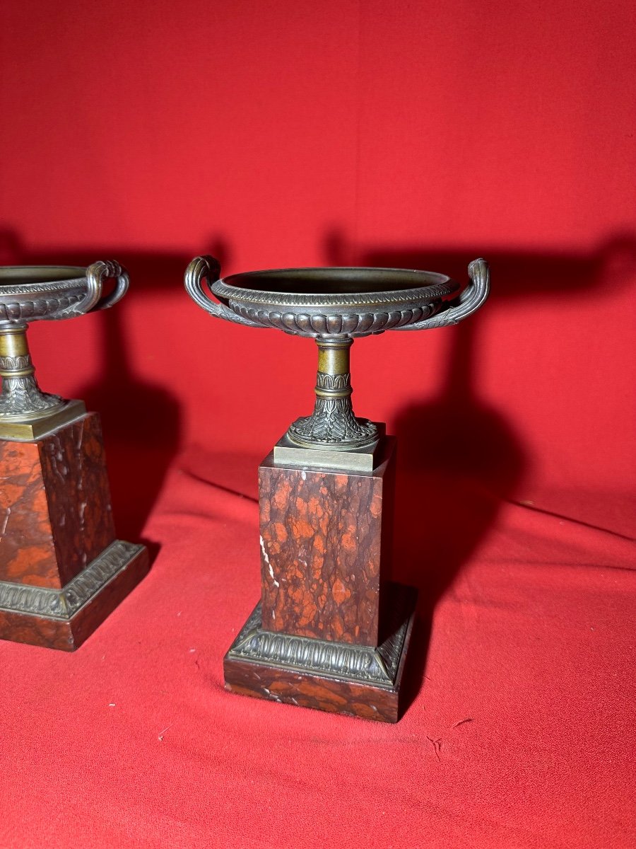 Pair Of Bronze And Marble Tazzas-photo-3