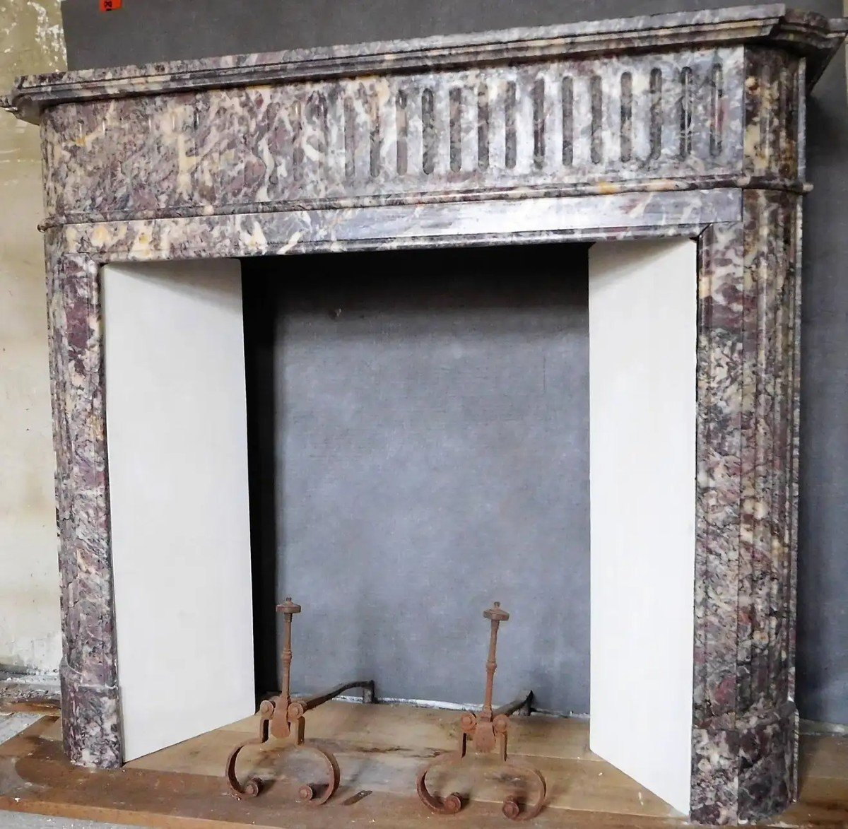 Louis XVI Fireplace, 'demi Lune' In Brocatelle-marble-photo-2