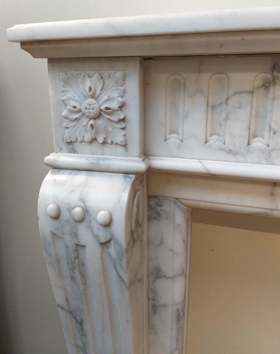 Fireplace Luis XVI Style, Made Out Of Carrara Marble. Ca. 1875-photo-3