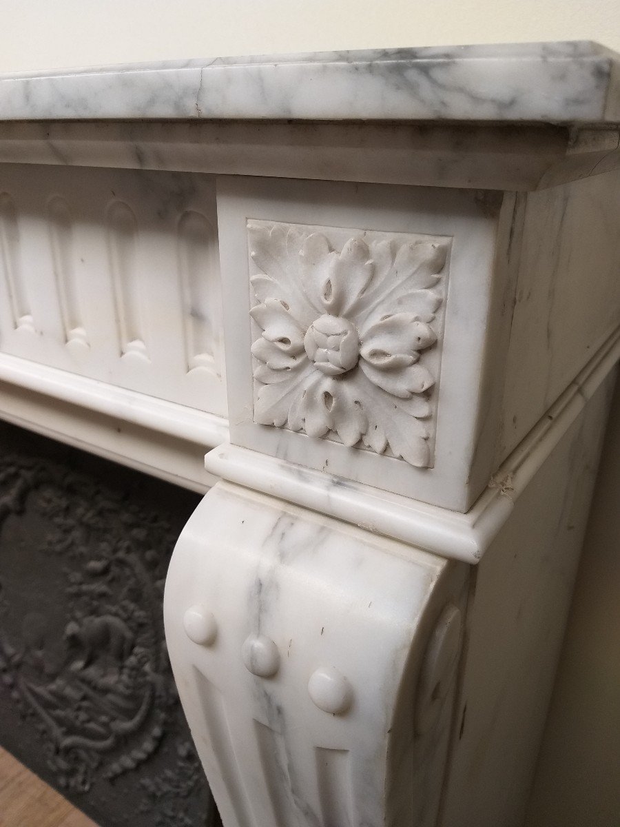 Fireplace Luis XVI Style, Made Out Of Carrara Marble. Ca. 1875