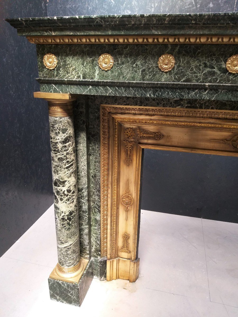 Empire II Fireplace In Antico Verde Marble-photo-4