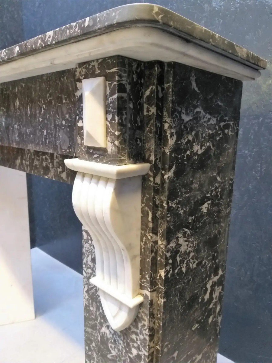 Chimneypiece Made Out Of Saint Anna - And Carrara Marble -photo-3