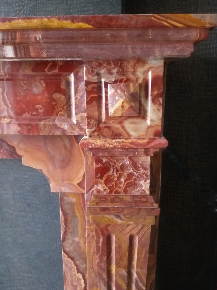 Napoléon III Fireplace In Striking Onyx Tigre Marble-photo-3