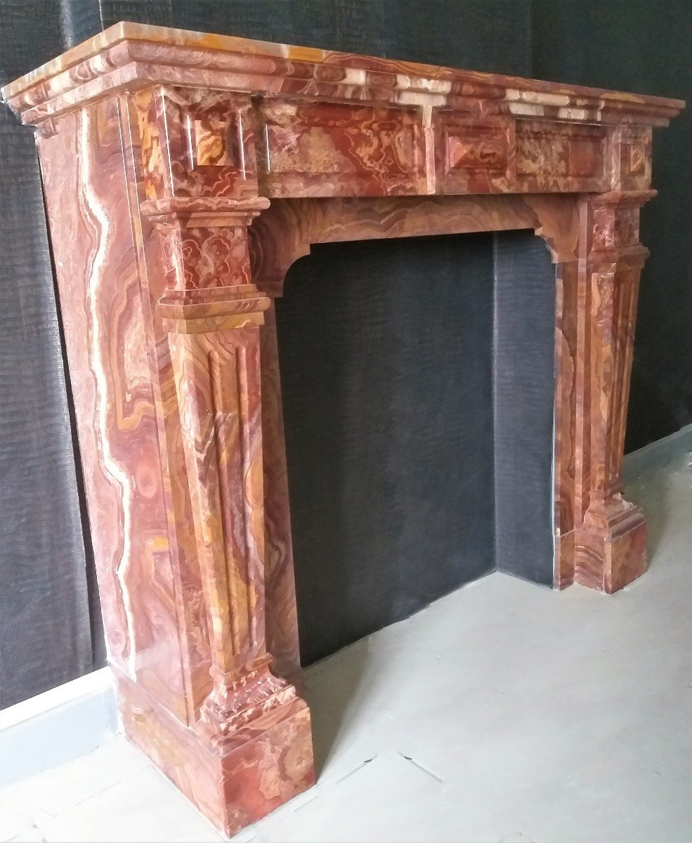 Napoléon III Fireplace In Striking Onyx Tigre Marble-photo-4