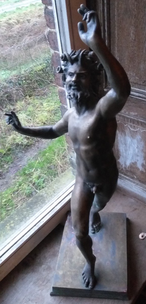 Bronze Sculpture 'faun Of Pompeii' Late 19th Century-photo-4