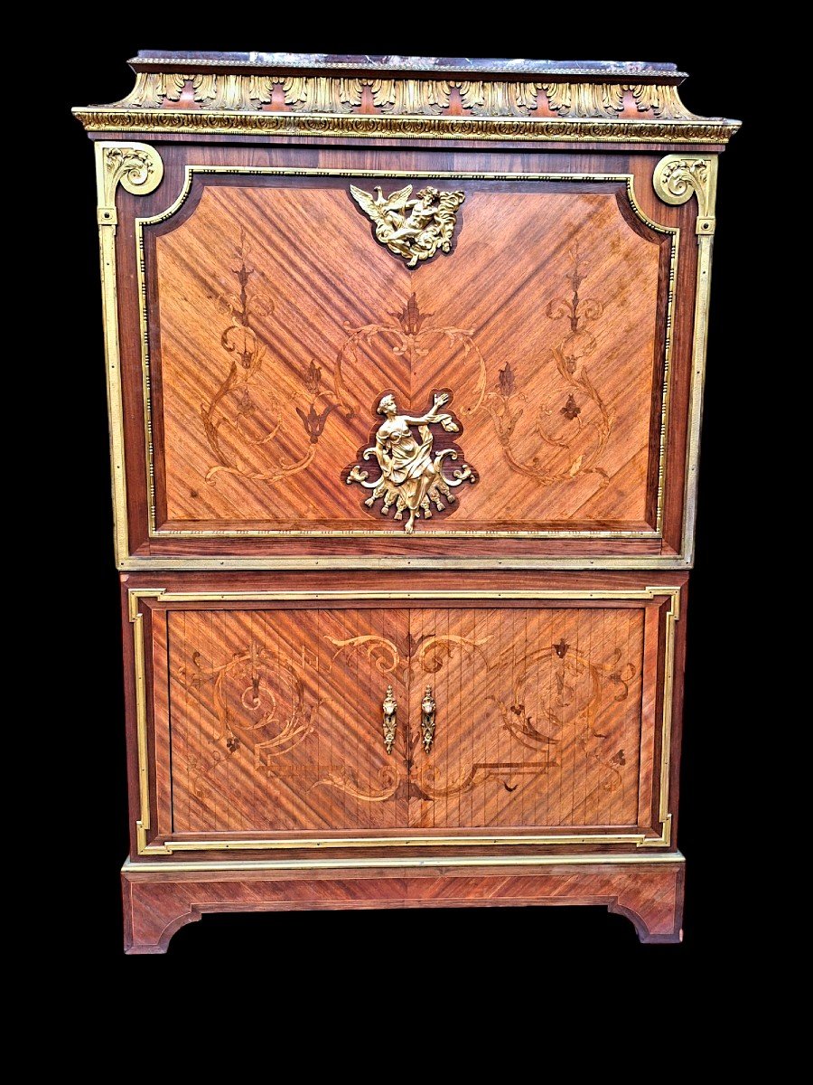 Marquetry Secretary Stamped By Charles Bernel Paris