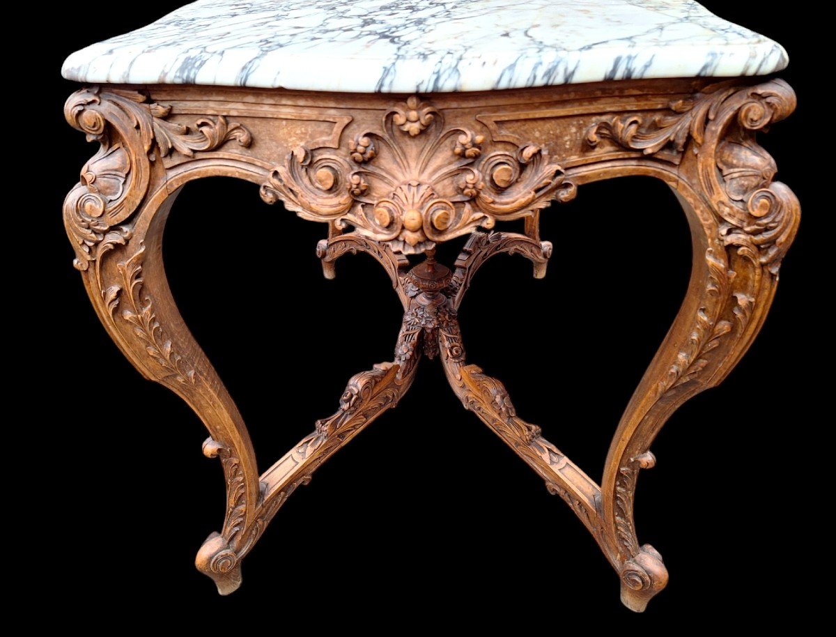 Very Beautiful Center Table In Carved Walnut.-photo-2