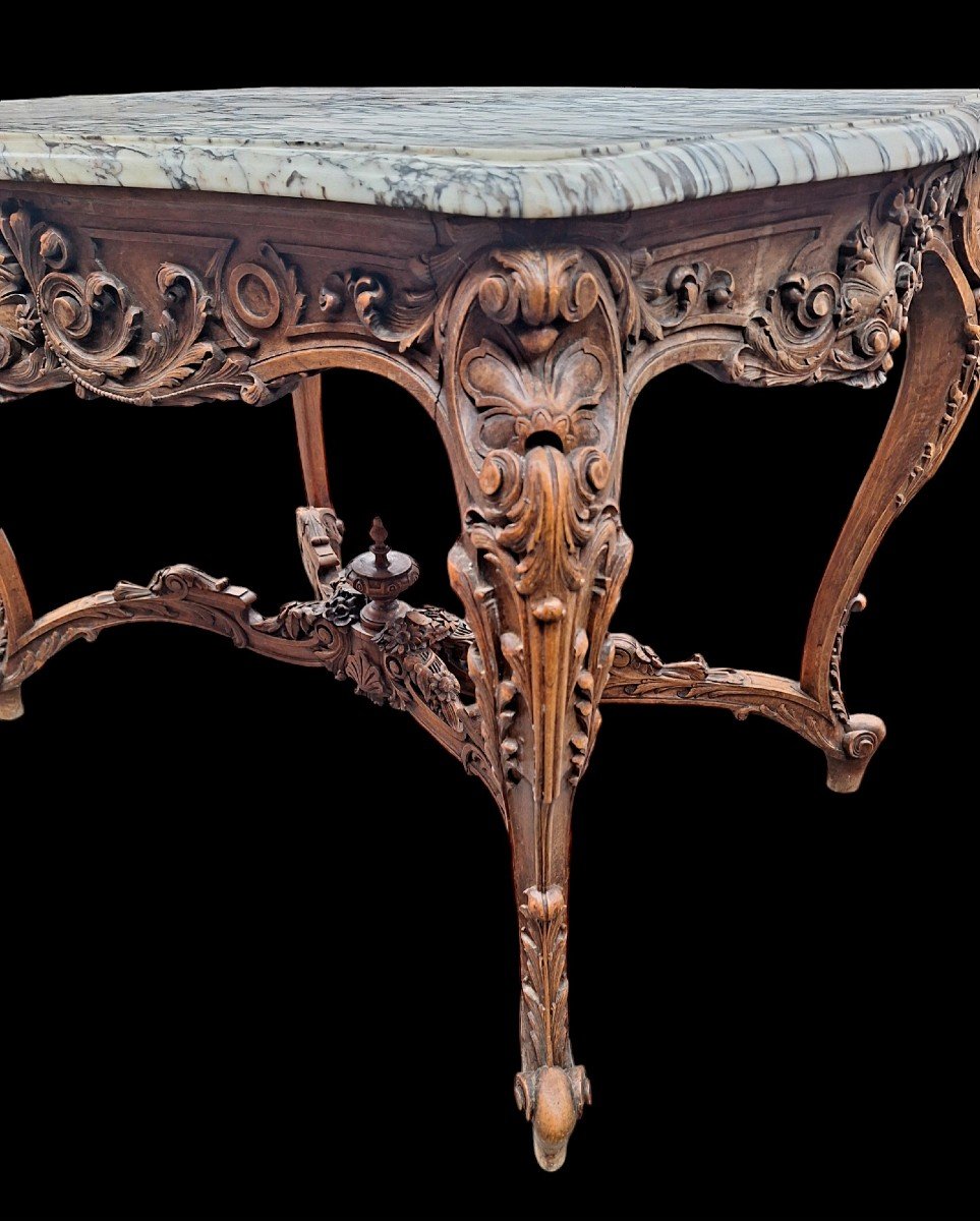 Very Beautiful Center Table In Carved Walnut.-photo-3