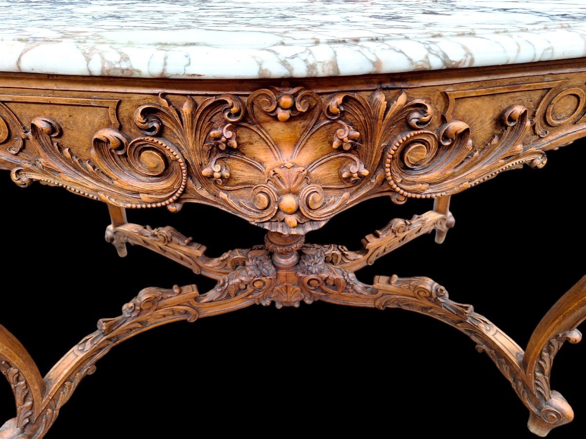 Very Beautiful Center Table In Carved Walnut.-photo-4