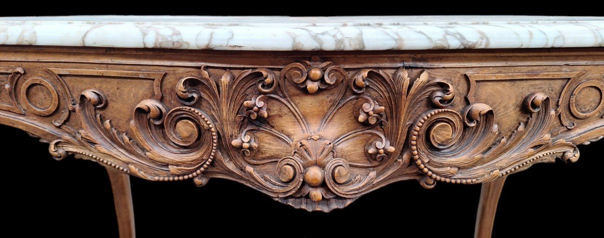 Very Beautiful Center Table In Carved Walnut.-photo-1