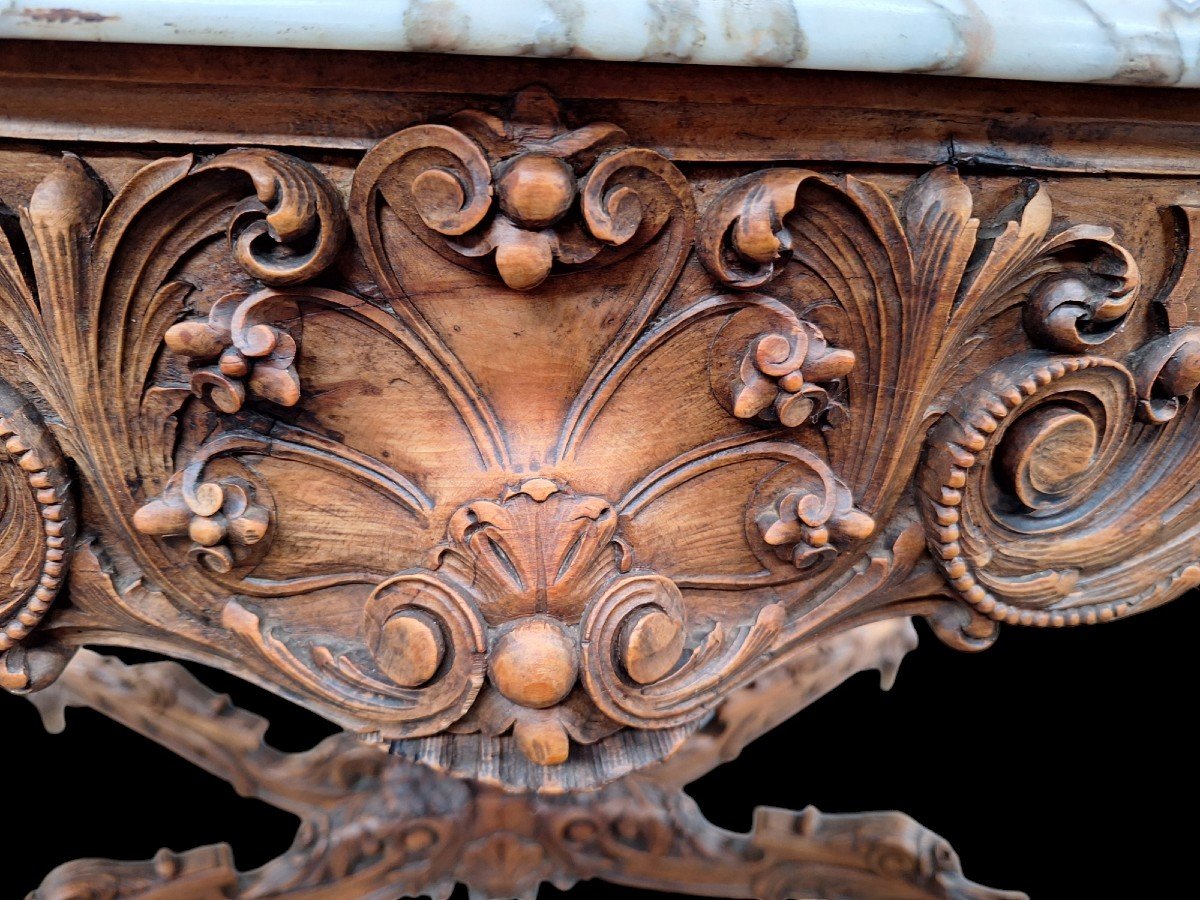 Very Beautiful Center Table In Carved Walnut.-photo-2