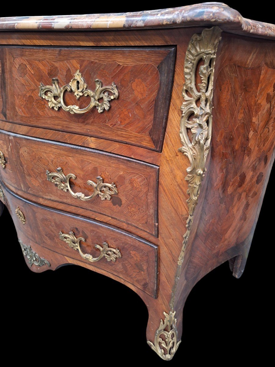 A Beautiful 18th Century Chest Of Drawers In Marquetry Stamped Joseph Schmitz.-photo-3