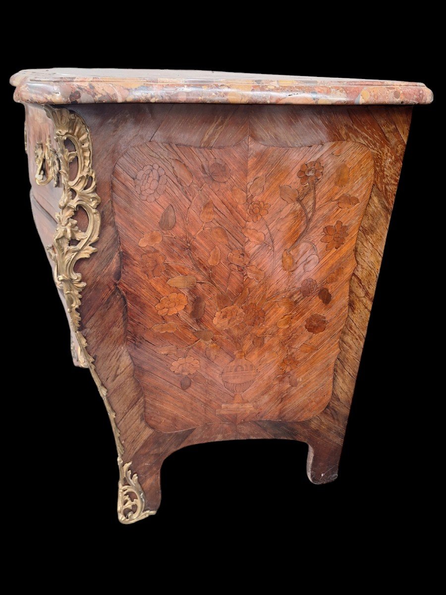 A Beautiful 18th Century Chest Of Drawers In Marquetry Stamped Joseph Schmitz.-photo-5