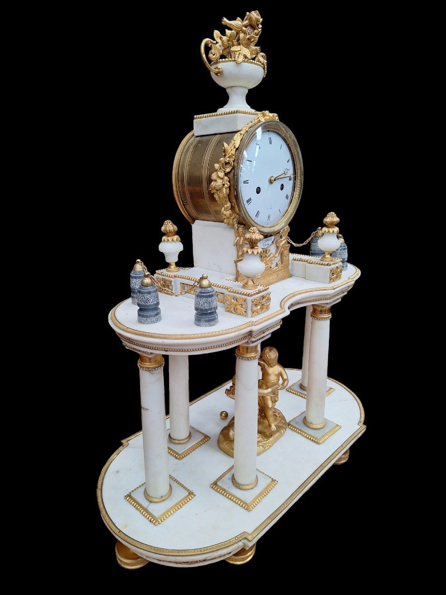 Marble And Gilt Bronze Clock, Louis XVI Style, Signed Coquerel In Paris, 19th Century-photo-2