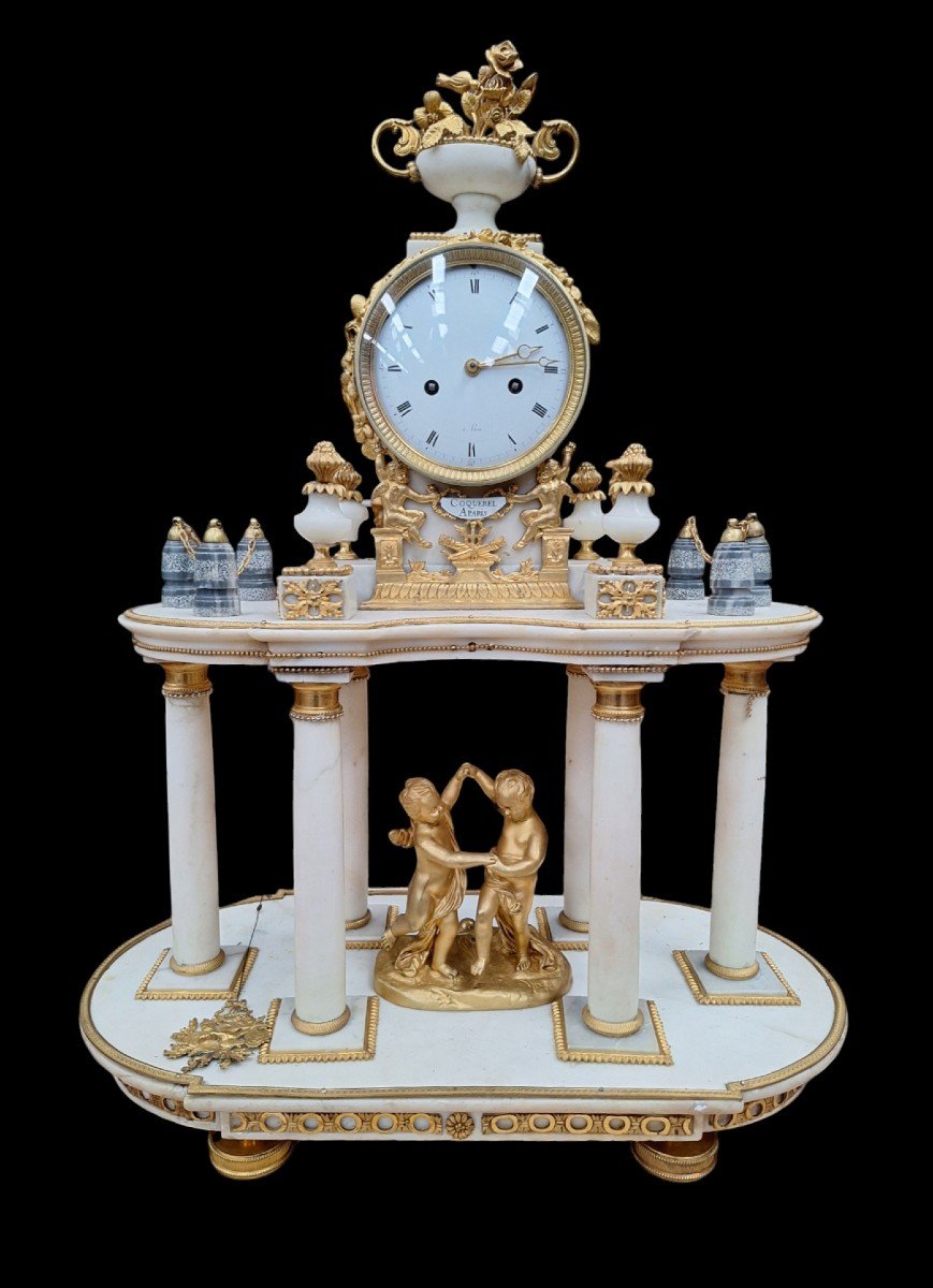 Marble And Gilt Bronze Clock, Louis XVI Style, Signed Coquerel In Paris, 19th Century