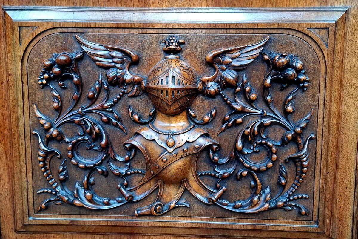 Very Beautiful Monumental Cabinet In Walnut In The Renaissance Style.-photo-6