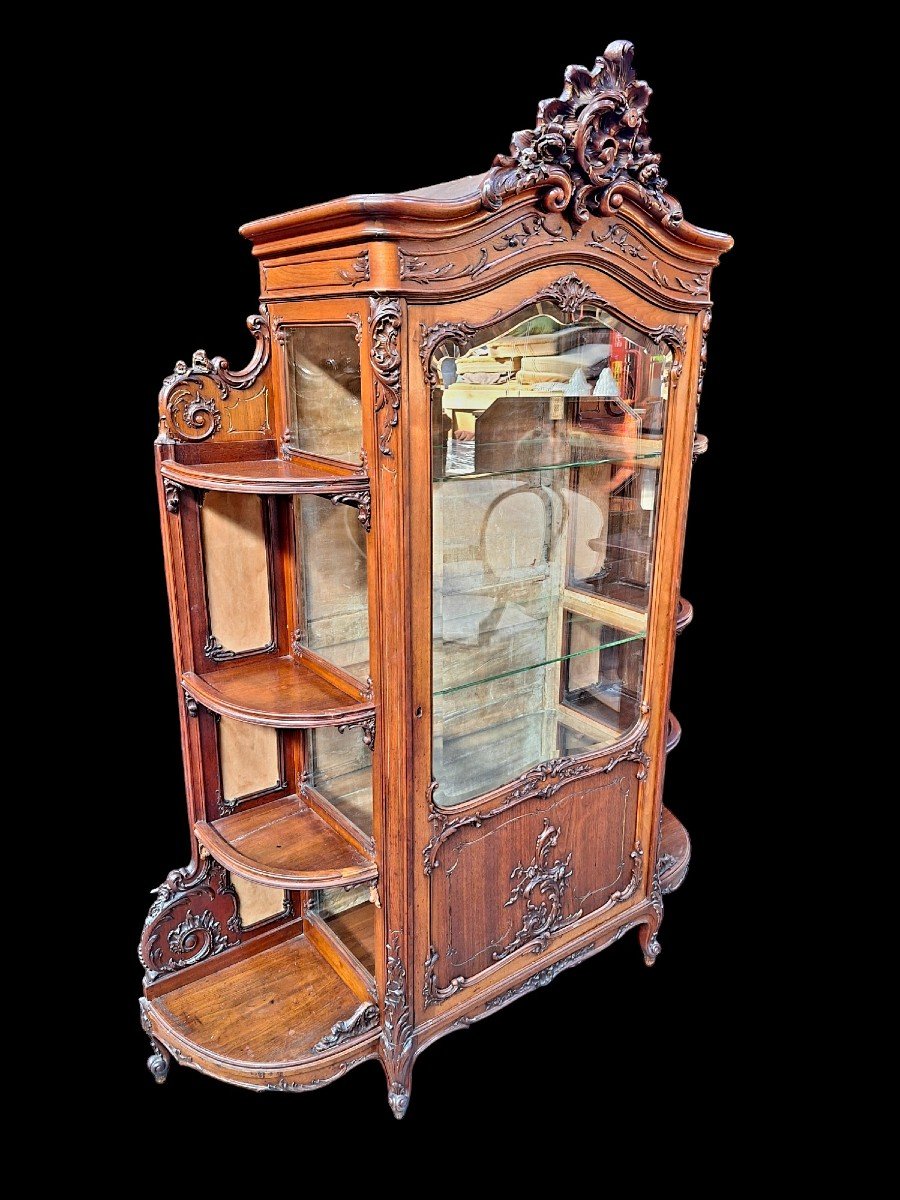 A Beautiful Carved Walnut Display Cabinet.-photo-2