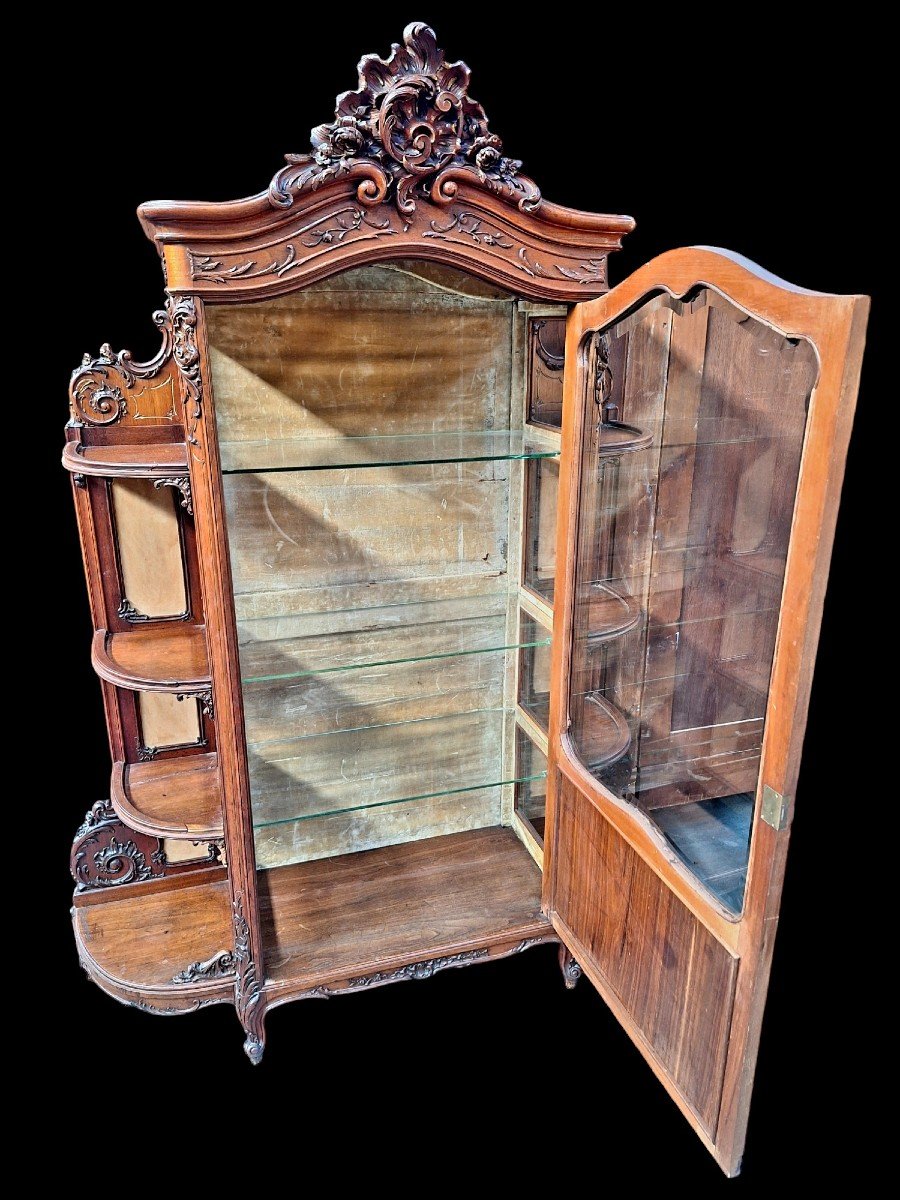 A Beautiful Carved Walnut Display Cabinet.-photo-3