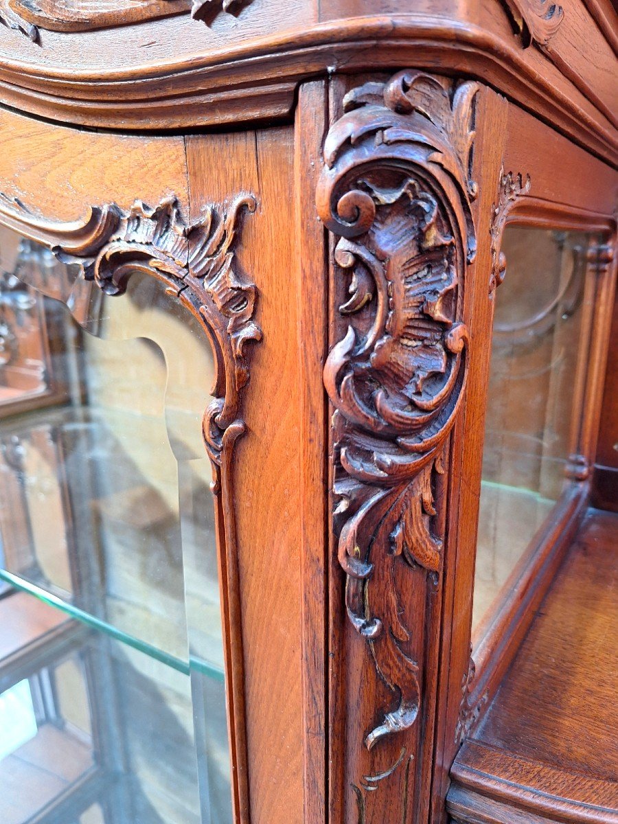 A Beautiful Carved Walnut Display Cabinet.-photo-3