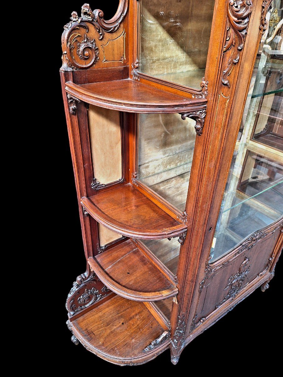 A Beautiful Carved Walnut Display Cabinet.-photo-4