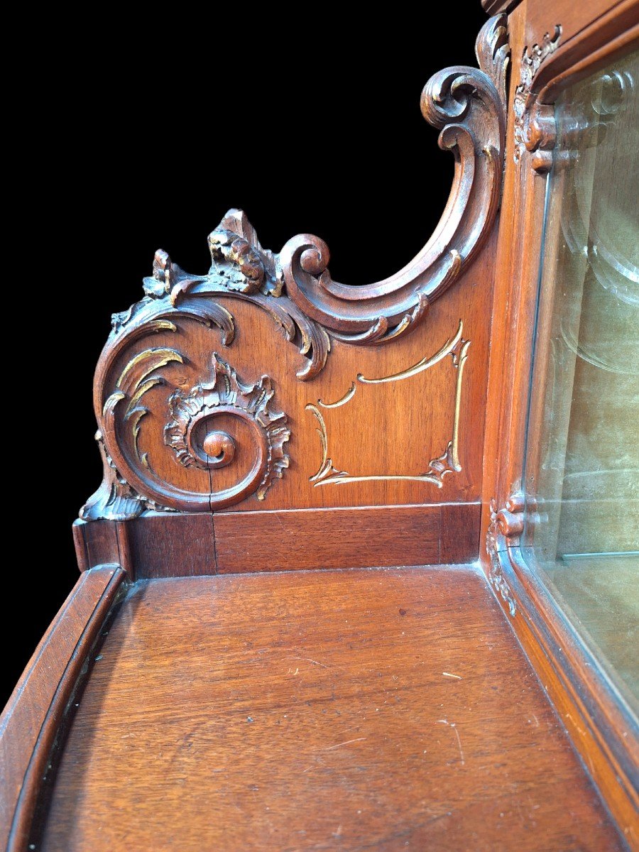 A Beautiful Carved Walnut Display Cabinet.-photo-6