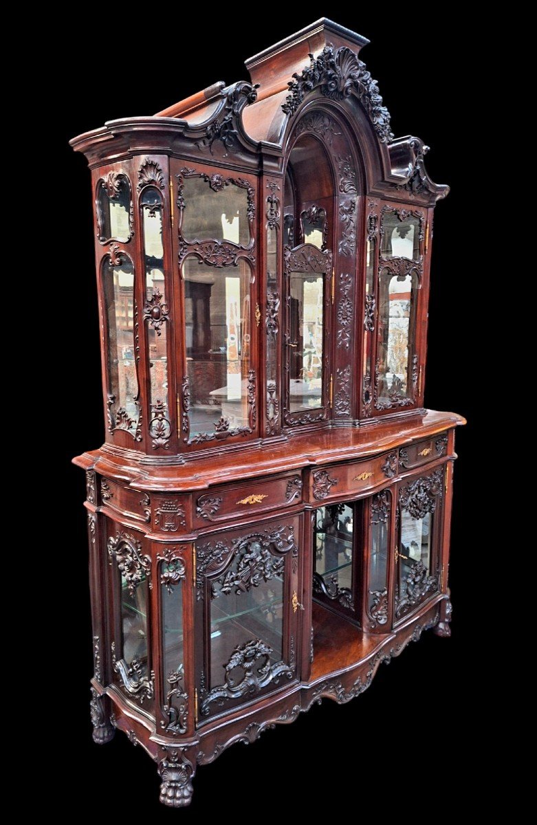 A Beautiful Louis XV Style Mahogany Display Cabinet.-photo-2