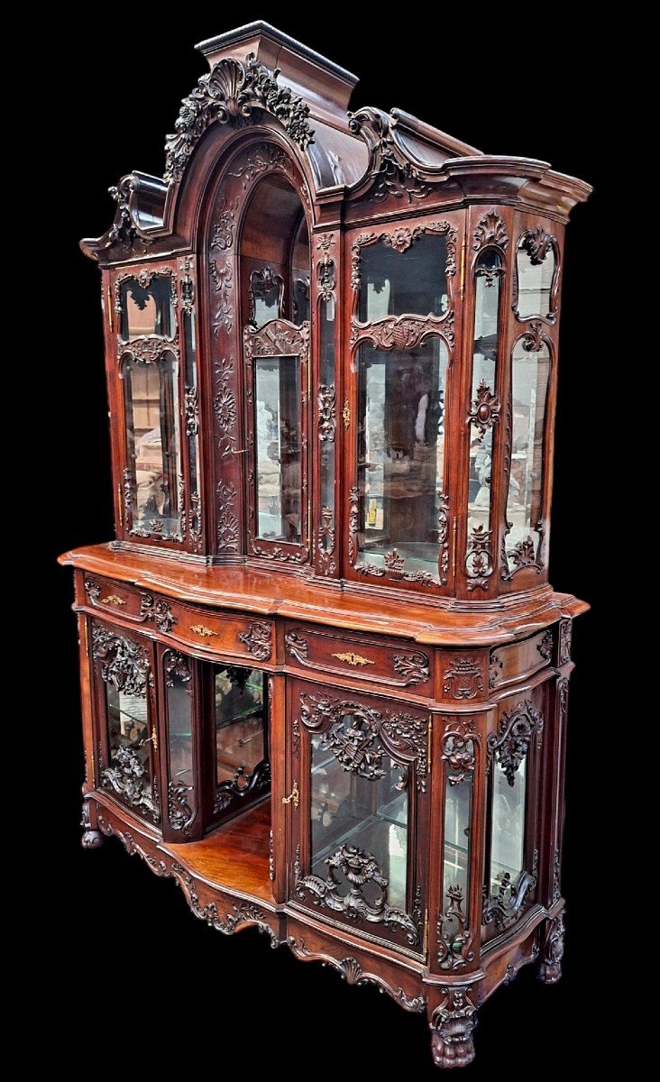 A Beautiful Louis XV Style Mahogany Display Cabinet.-photo-4