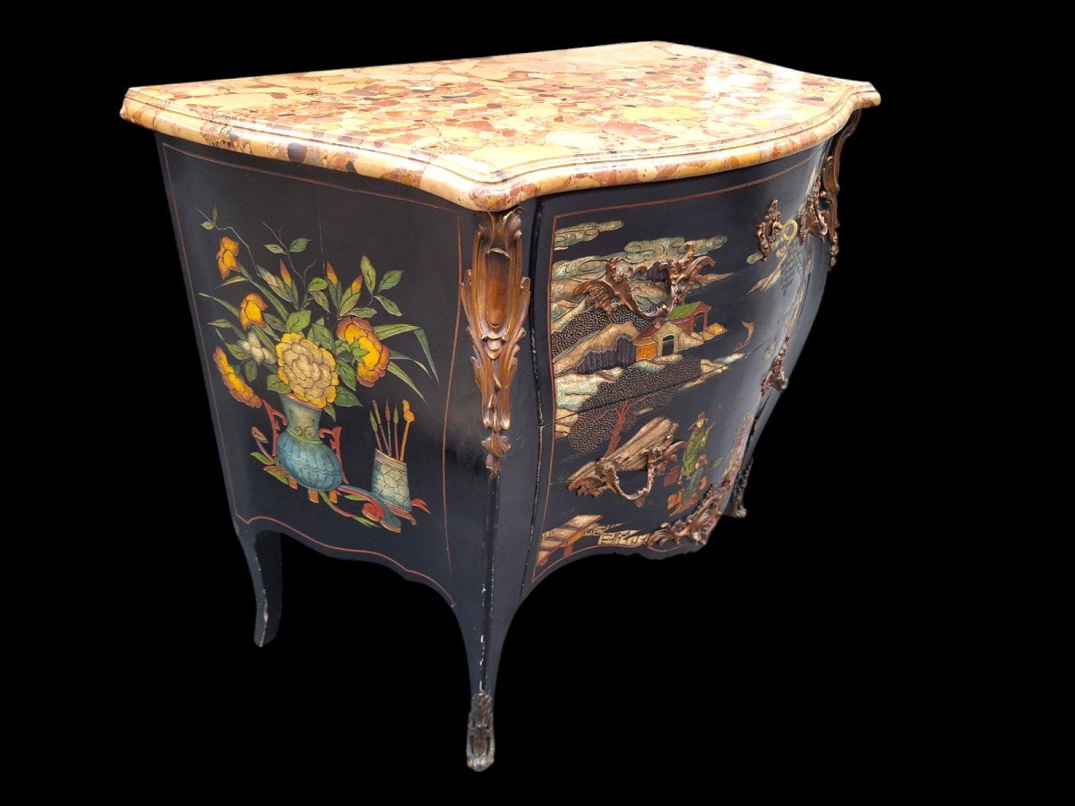 Commode De Style Louis XV En Laque De Chine-photo-2