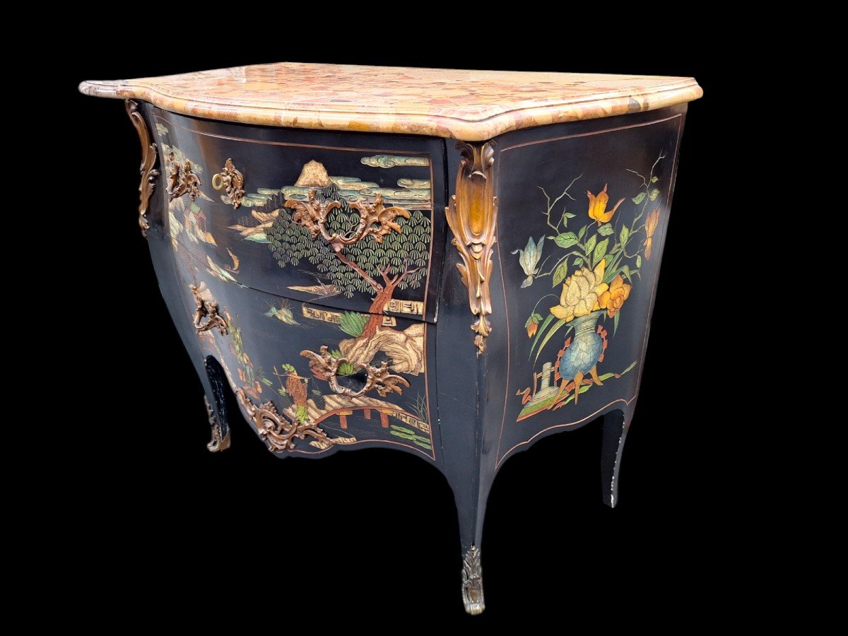 Commode De Style Louis XV En Laque De Chine-photo-4