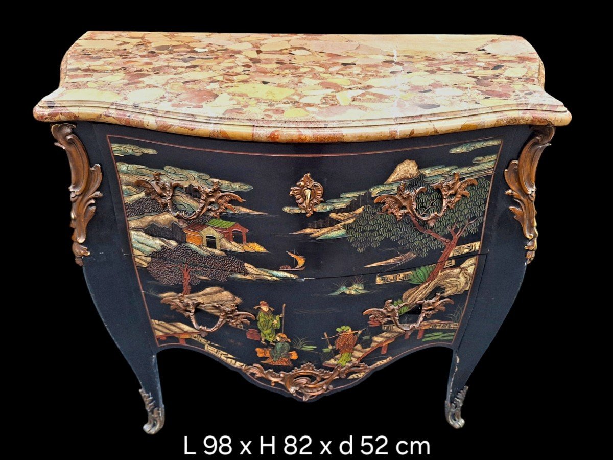 Commode De Style Louis XV En Laque De Chine-photo-1