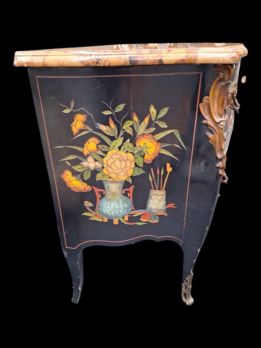 Commode De Style Louis XV En Laque De Chine-photo-2