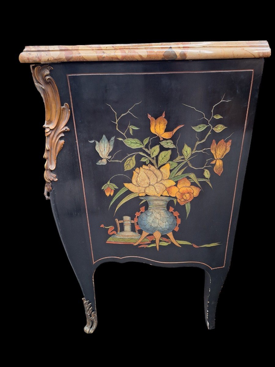 Commode De Style Louis XV En Laque De Chine-photo-3