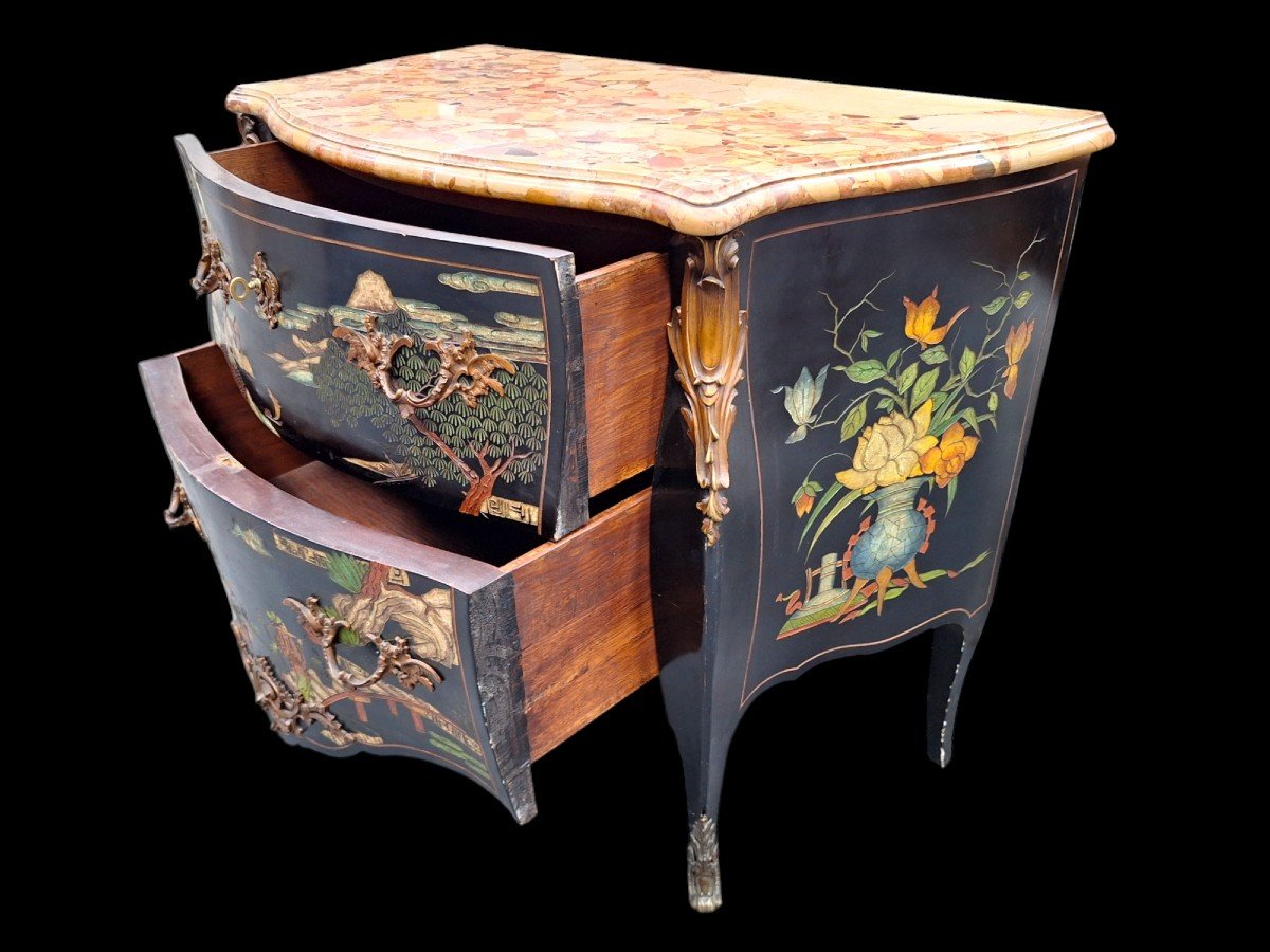 Commode De Style Louis XV En Laque De Chine-photo-4