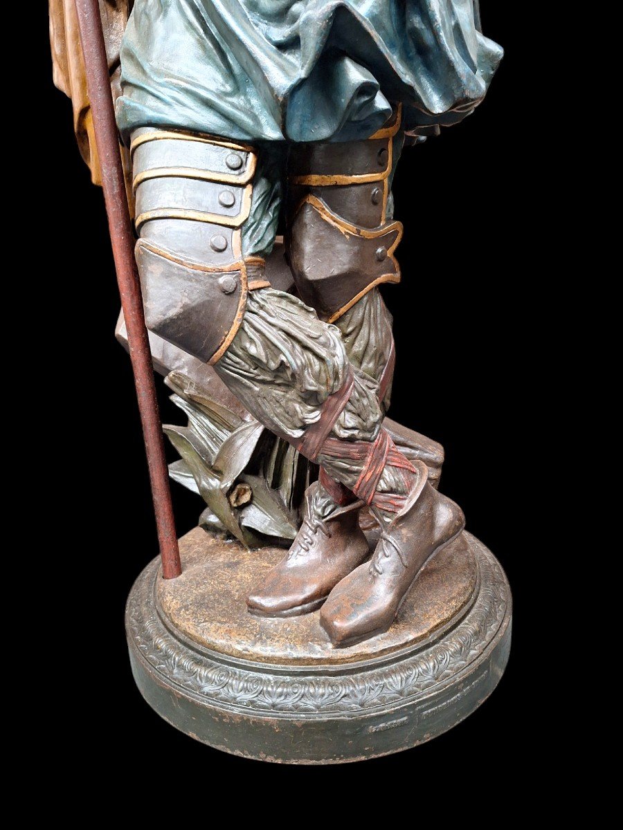 Statue Exceptionnelle  En Fonte Polychrome  Du Louis Gasne-photo-2