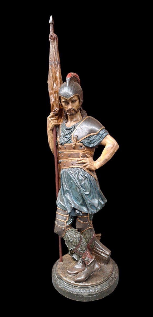 Statue Exceptionnelle  En Fonte Polychrome  Du Louis Gasne